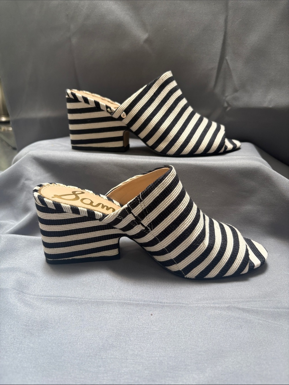 Sam Edelman Striped Block Heel Mule Sz 6